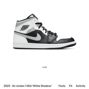 Size 11-slightly worn-Jordan 1 mid white shadow- with box